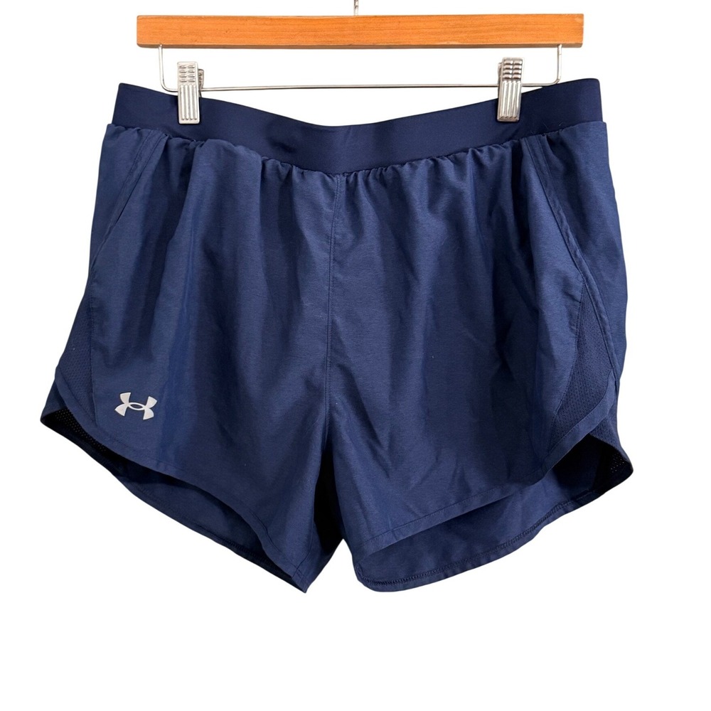 Under Armour Running Shorts Mens Large Navy Blue HeatGear Loose‎ Fit Mesh Panels
